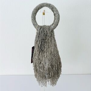 Handcrafted In India Beaded Silver Fringed Evening Bag NWT Special Occasion